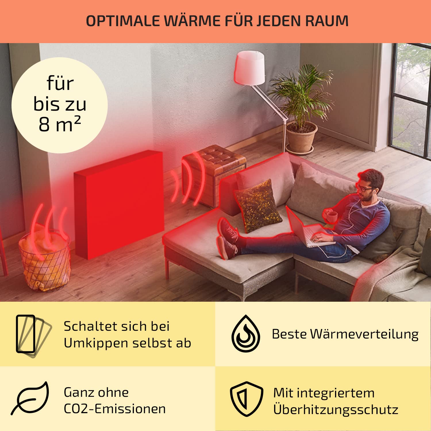 oneConcept Wallander - Ölradiator, Ölheizung, elektrische Heizung, Thermostat stufenlos regelbar, Wochen-Timer, LED-Display, ultraflach, Stand- oder Wandmontage, 600 Watt Heizgerät, weiß
