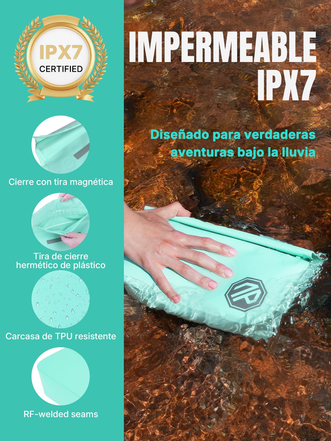 niphean Riñonera Impermeable con Cierre Magnético de Una Mano, Bolso Riñonera Mujer, Bolsa Estanca Impermeable Multiusos y Mochila Estanca para Paddle Board, Kayak, Playa, Hombres y Mujeres