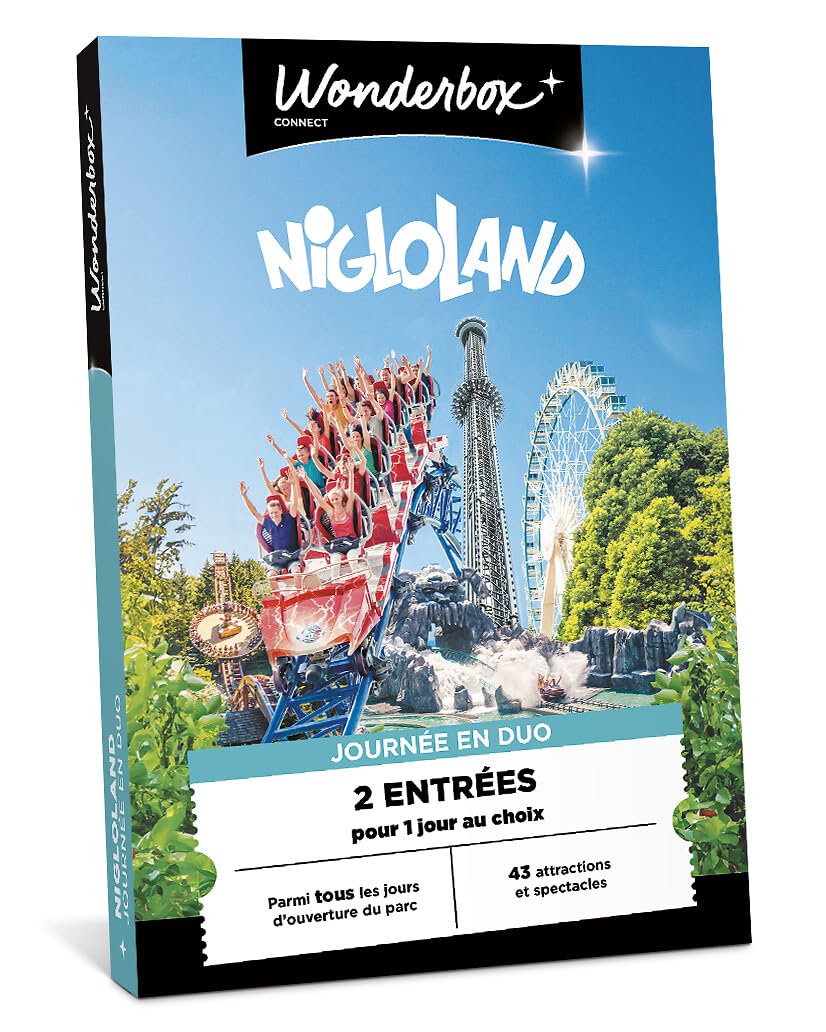 Wonderbox Connect - Coffret Cadeau - Nigloland - 2 entrées pour 1 Jour au Choix - Plus de 40 Attractions et Spectacles - Parc à thème - Validité 27 Mois