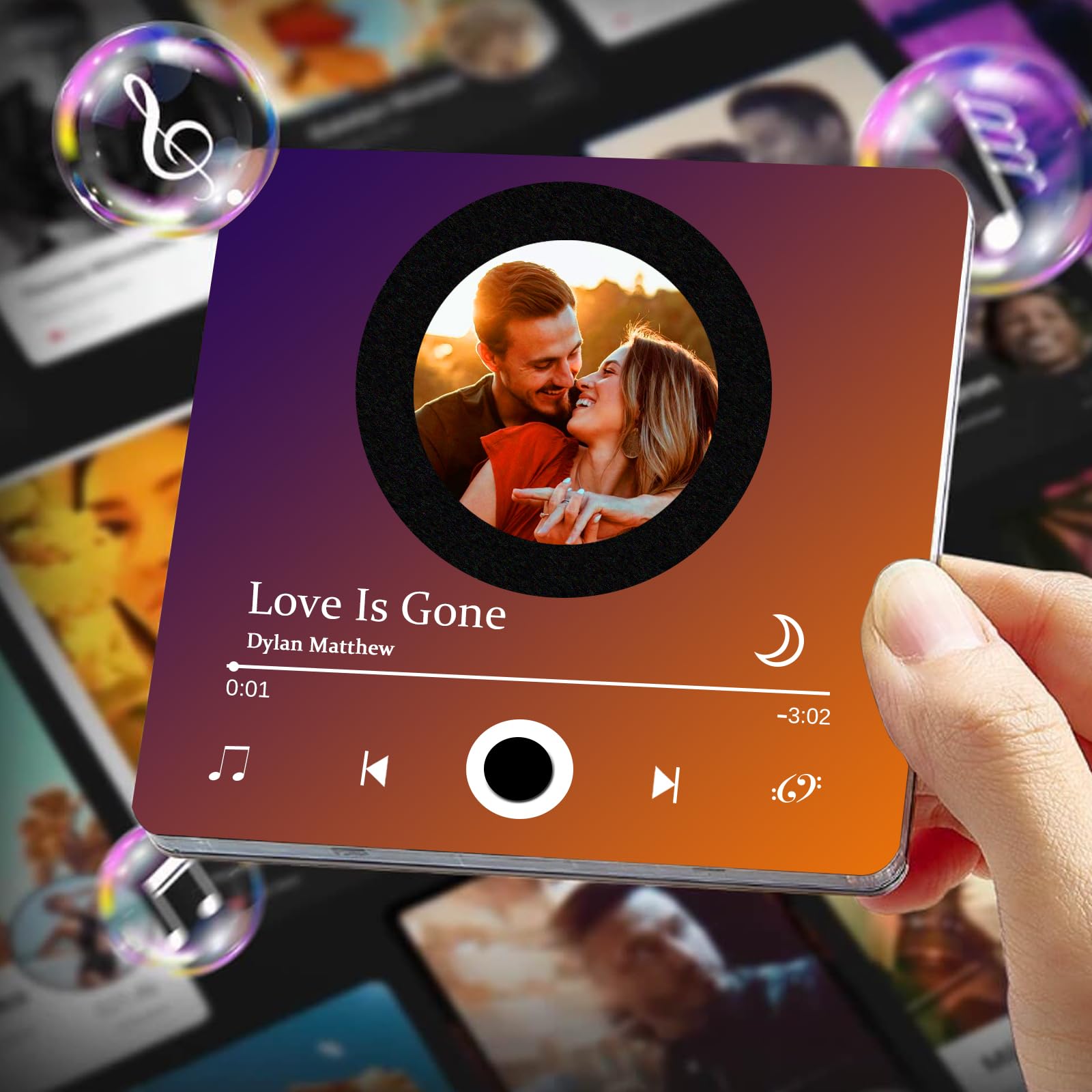 Cczuiml Style 2 Custom Music Album Fridge Magnet With Photo– Personalized Music Player With Photo, Song & Album Cover – Unique Customizable Magnet For Refrigerator, For Couples, Music Lovers & Home Decor