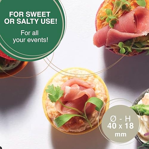 Miniatura 3 de CROC'IN - Mini conchas ácidas neutras - Tazas comestibles de aperitivo o postre - Moldes de pastelería - Confitería artesanal y vegana - 60 piezas