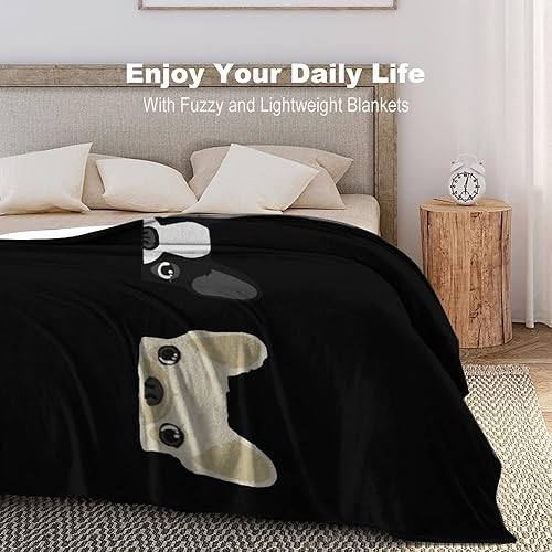 Miniatura 5 de Manta de franela antibolitas de Boston Terrier y amigos del bulldog francés, manta suave y acogedora para cama o sofá