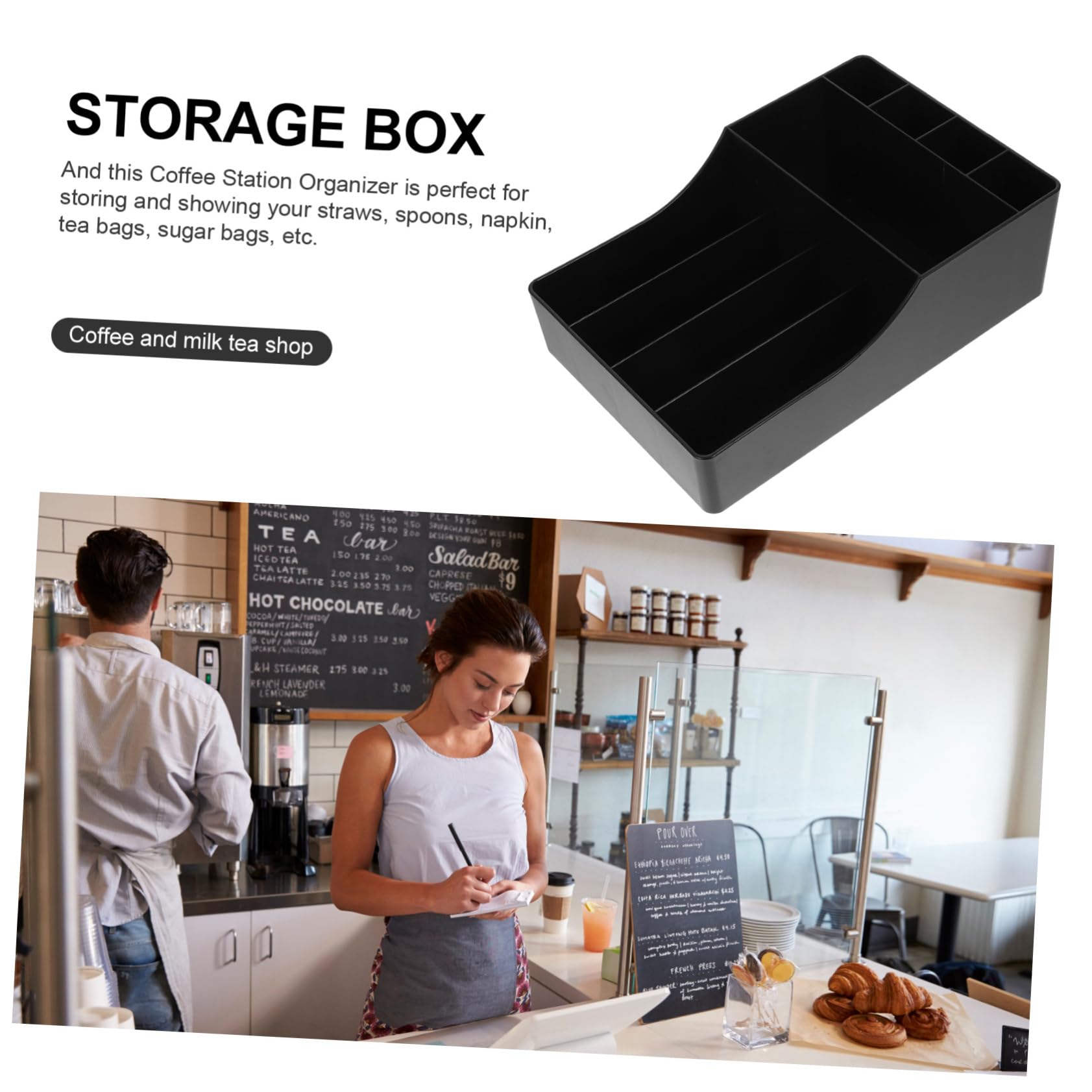 BESTYASH Kaffeebecherhalter aus Pp mit Serviettenhalter und Strohhalmhalter für Kaffeestationen Praktischer Organizer für Tee und Kaffeezubehör