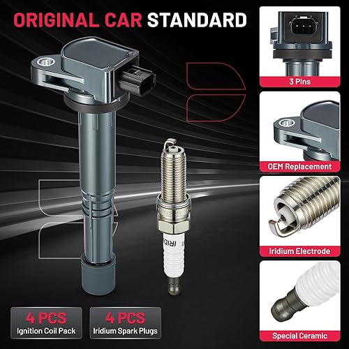 Vista 162 de BDFHYK Paquete de bobinas de encendido y bujías de iridio compatibles con Acura RSX Honda Accord Civic CR-V Element repuesto para UF583 UF311