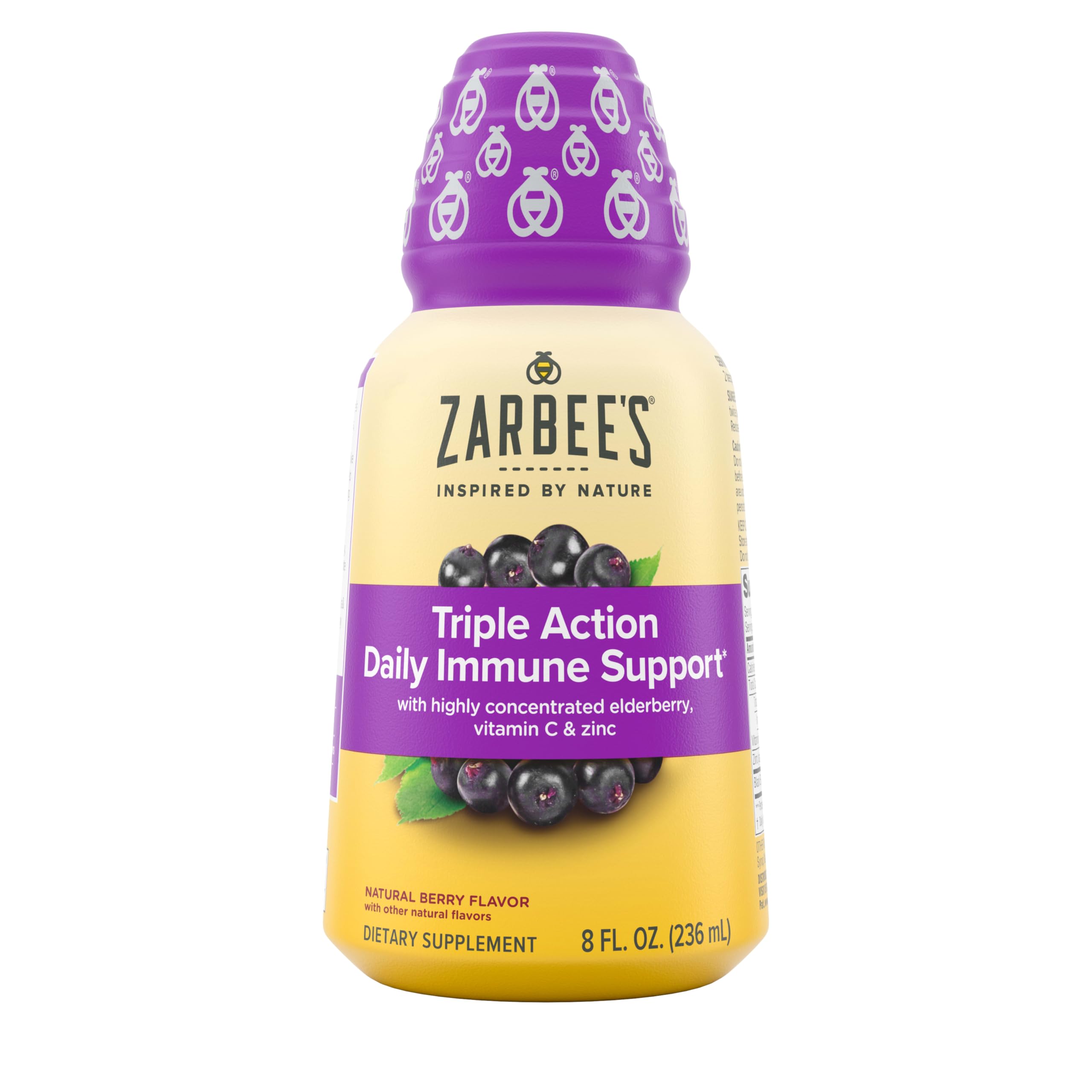 Zarbee's Adult Daily Immune Support Liquid, Vitamin C & Zinc, 8 fl oz Elderberry Liquid 8 Ounce