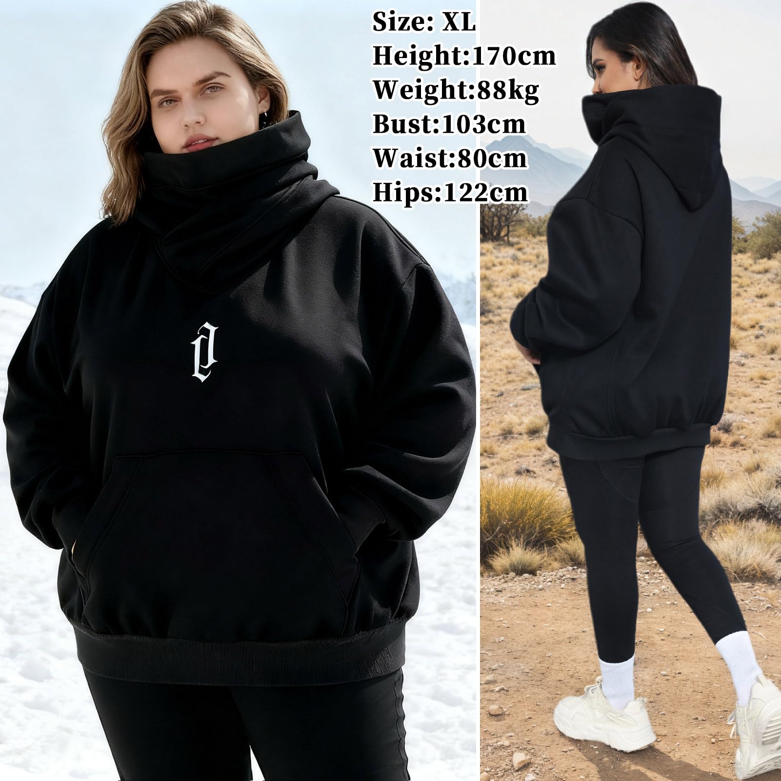 Sudaderas con Capucha para Mujeres con Bufanda Suave Suéter Algodón Oversized Casual Hoodie Otoño e Invierno