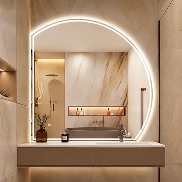 Niccy Half Moon LED Bathroom Mirrors, Irregular Backlit Vanity Mirror, 36"