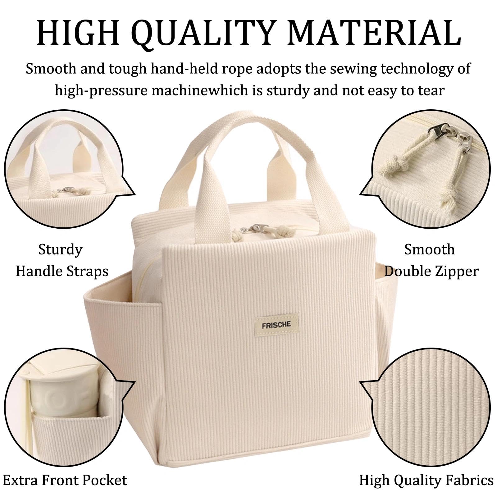Borsa Termica Porta Pranzo per Donna e Uomo, Riutilizzabile Borsa Frigo Piccola, Borse Pranzo Termica Isolata, Lunch Bag per Lavoro/Ufficio/Scuola/Picnic/Viaggi (12L)