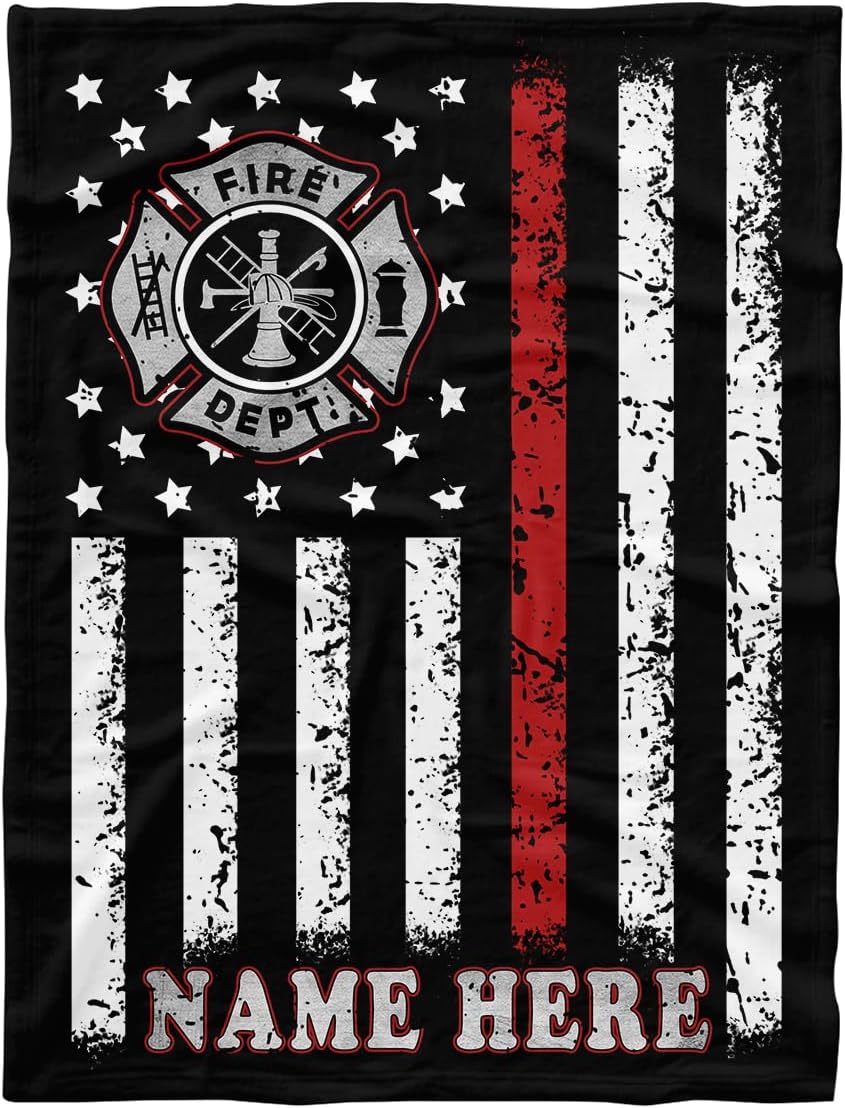 Custom Firefighter Blanket on Christmas, Personalized Blankets Gift for Firefighter, Unique Blankets Gifts with Name, Fleece Sherpa Blanket 30x40 50x60 60x80 SL51121418