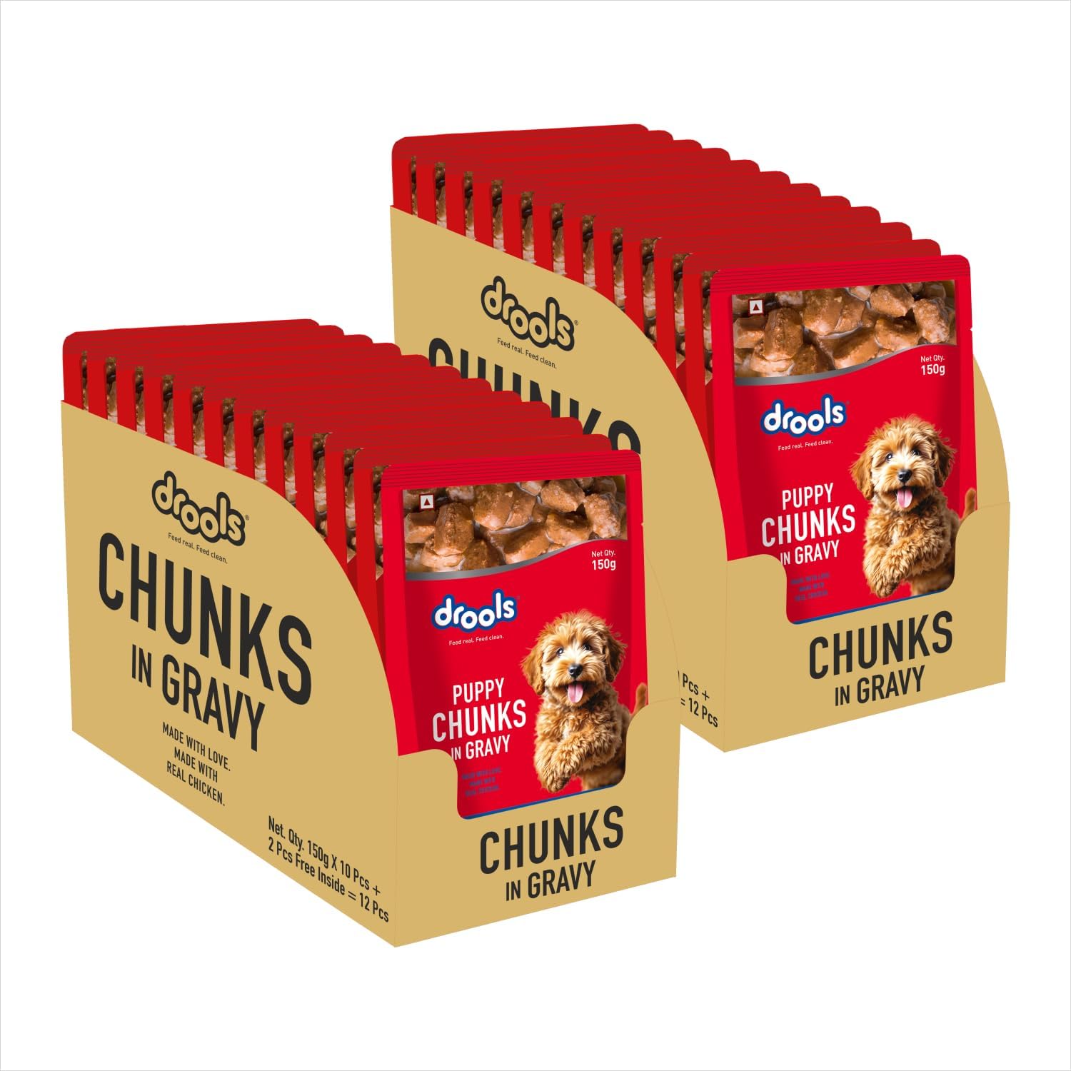 Drools Puppy Wet Dog Food (24 x 150g) | 100% Balanced Diet with Real Chicken, Omega 3 & 6 for Healthy Skin & Coat, Promotes Hydration & Easy Digestion