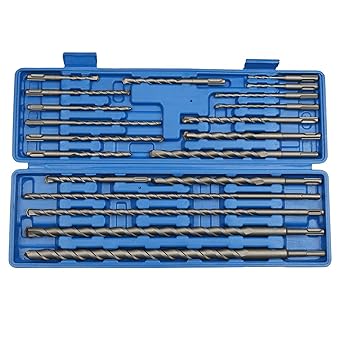 Rotary Hammer Drill Bit, 20pcs High Hardness Wear Resistance Electric Hammer Drill Bit Set with Box for Stone for Brick Wall for Concrete