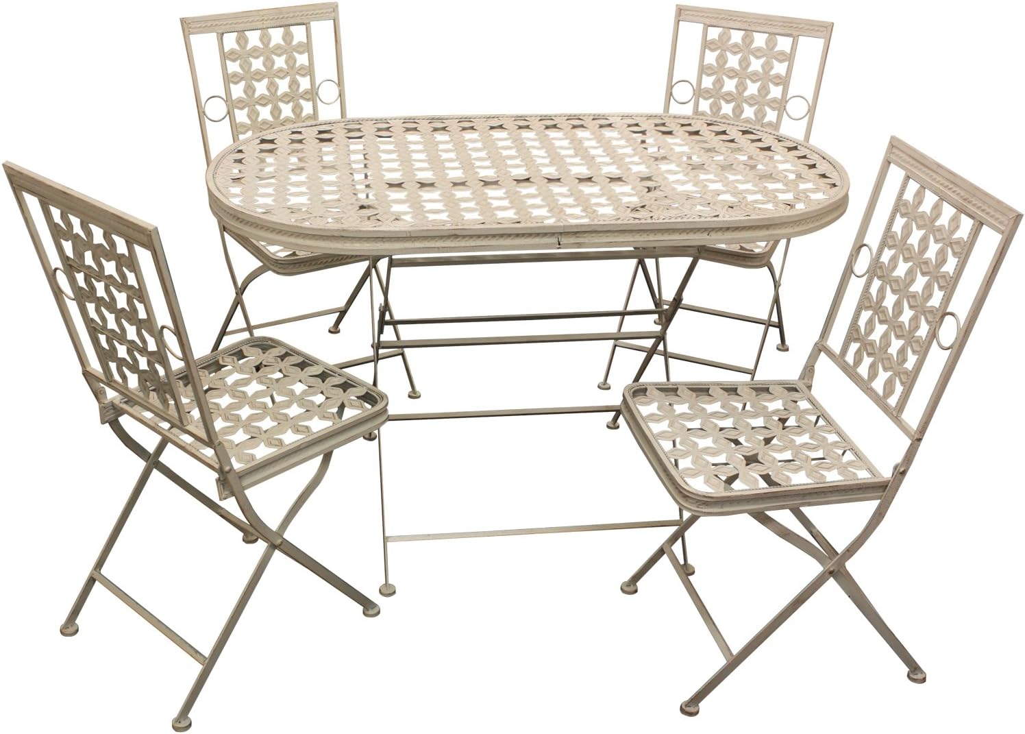 Maribelle Folding Metal Outdoor Garden Patio Dining Table And 4 Chairs ...
