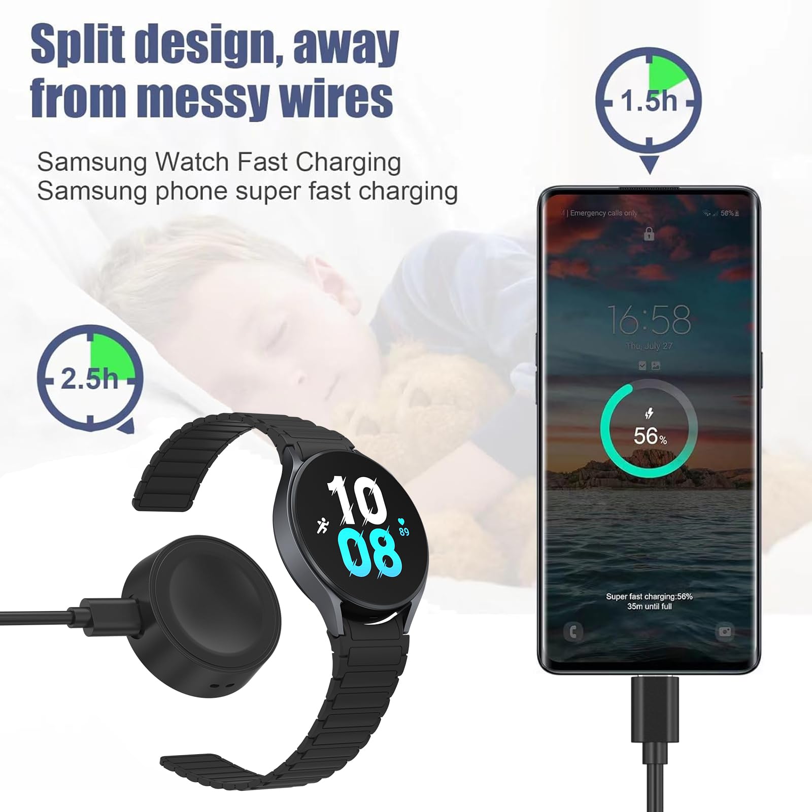 Amazon.co.jp: For Samsung Galaxy Watch8/7/6/4/5/5 Pro 充電器 対応 