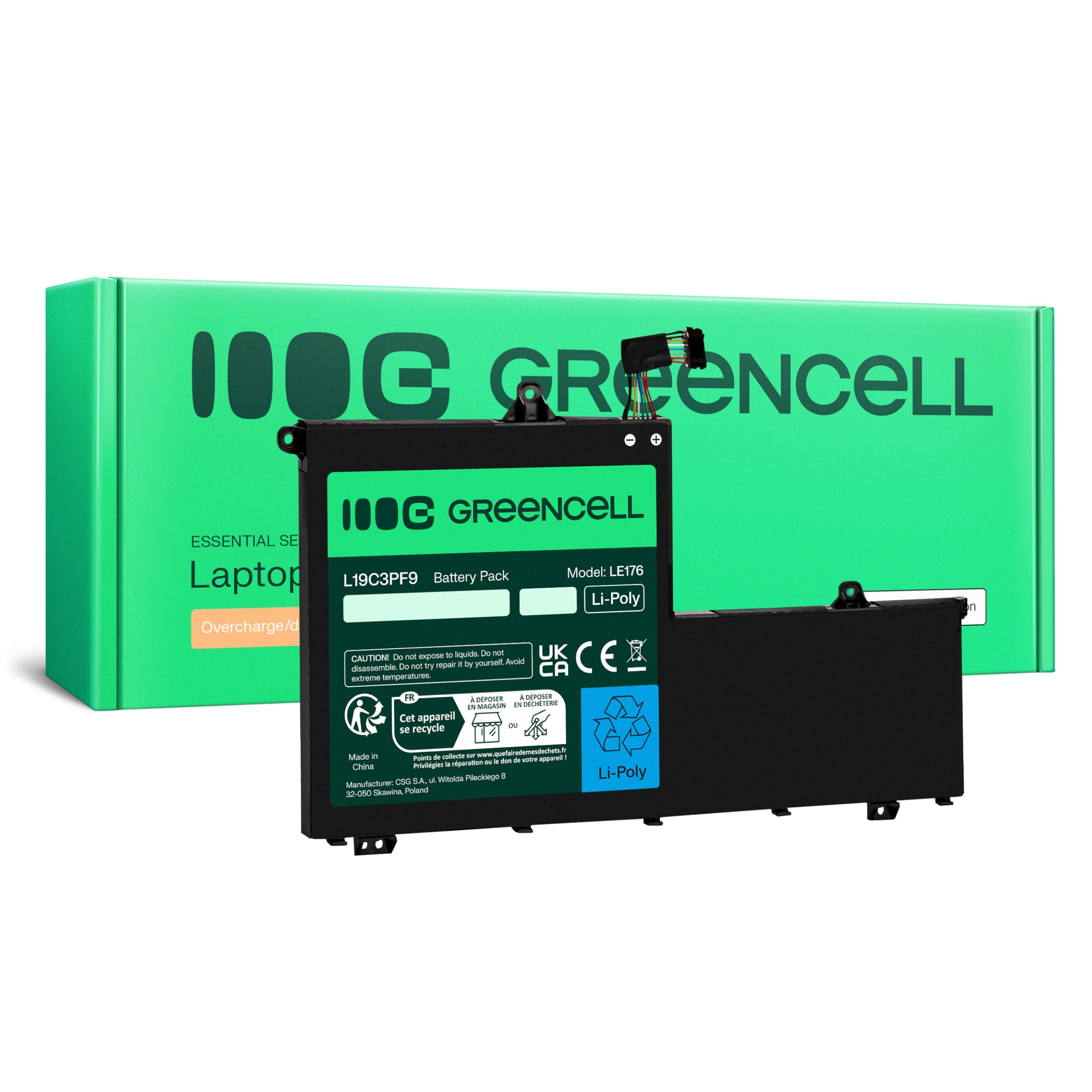Green Cell L19C3PF1 L19D3PF1 L19L3PF8 L19M3PF1 Batteria per Lenovo ThinkBook 14-IIL 14-IML 15-IIL 15-IML Portatile (4650mAh 11.55V Nero)