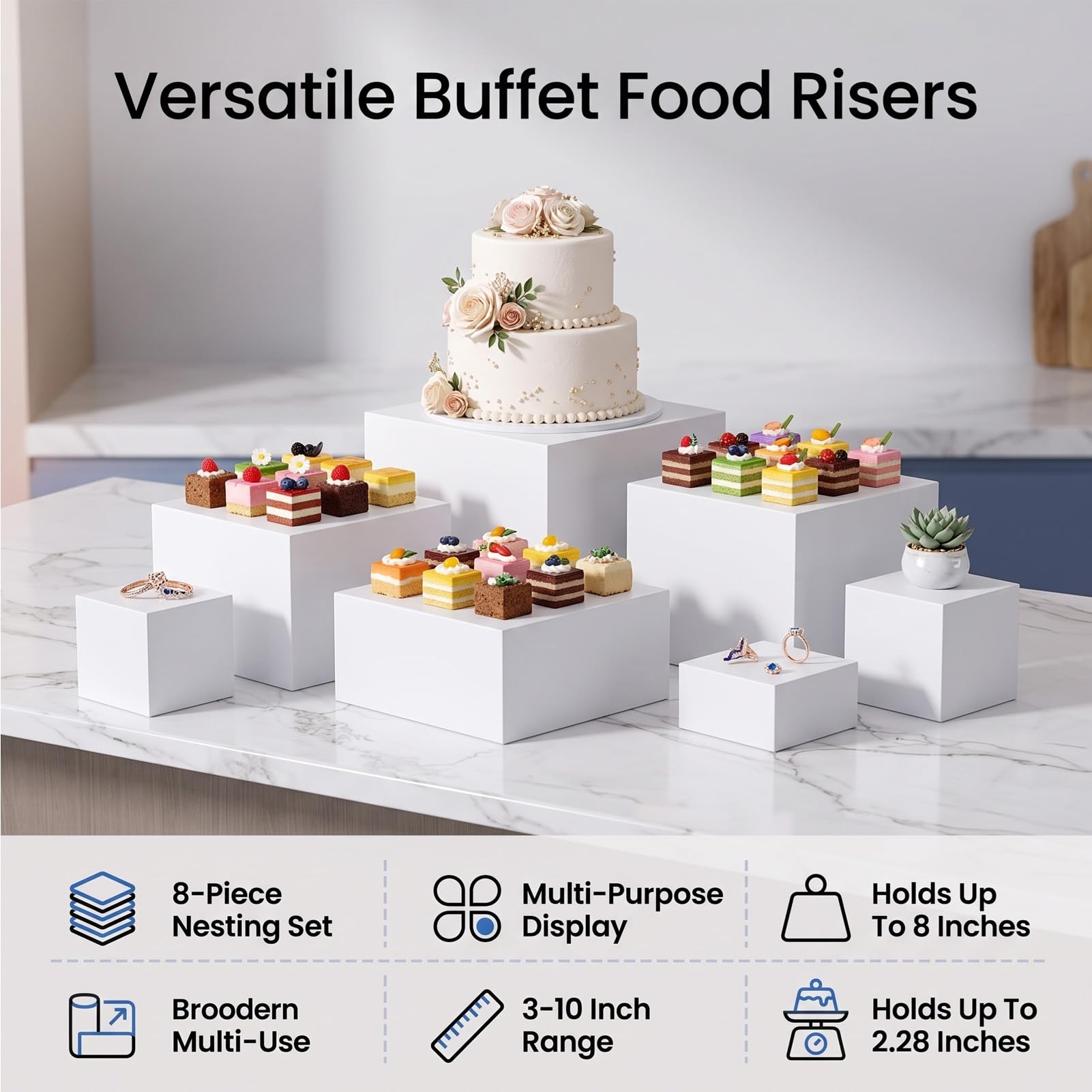 FTVOGUE Alzate per Buffet in Acrilico Bianco, Espositori Robusti da 3-10
