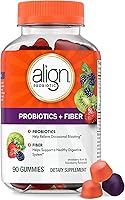 Align Probiotics + Fiber Gummies: #1 Doctor-Recommended for Bloating Relief & Digestive Support, Strawberry Kiwi Blackberry, 90 Ct