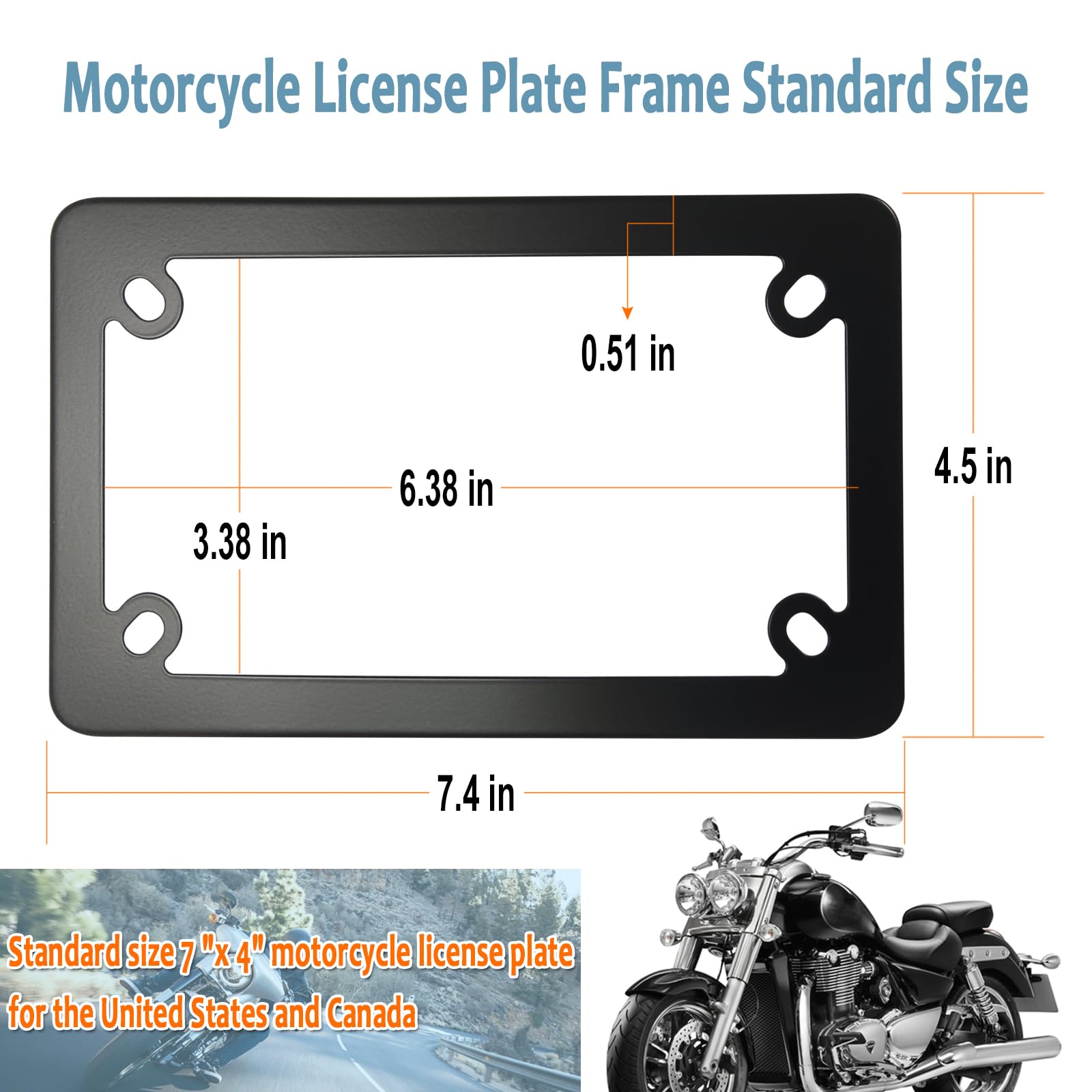 Carbon Fiber Motorcycle License Plate Frame | 4-Hole Rustproof
