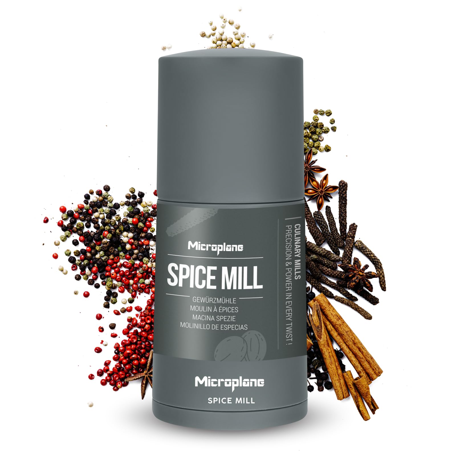 Microplane Eucalyptus Green Spice Mill 2In1 – | Manual Spice Mill With Ultra-Sharp Stainless-Steel Blade | Grates Nutmeg, Cinnamon, Tonka Bean, Indian Long Pepper, Nuts & More | Airtight Storage