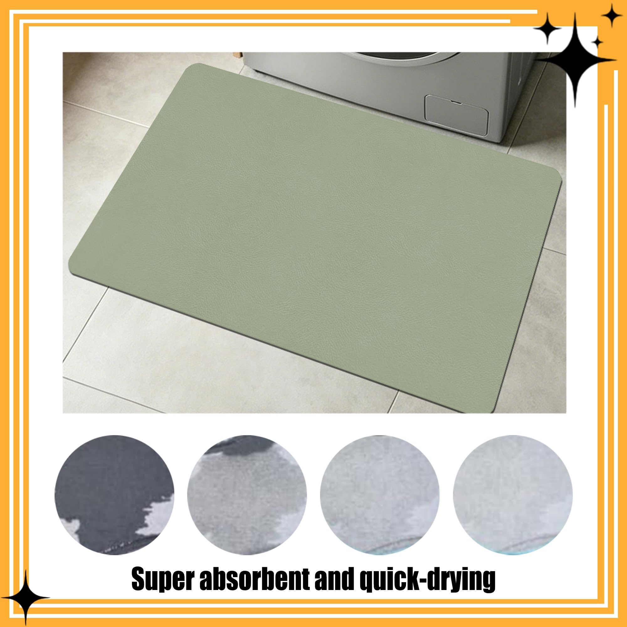 Alfombra Baño Secado Rapido 110 x 118 cm Rápido Secado Alfombra Diatomita Baño Fast Dry Antideslizante y Antihumedad para Ducha, y Cocina, Verde