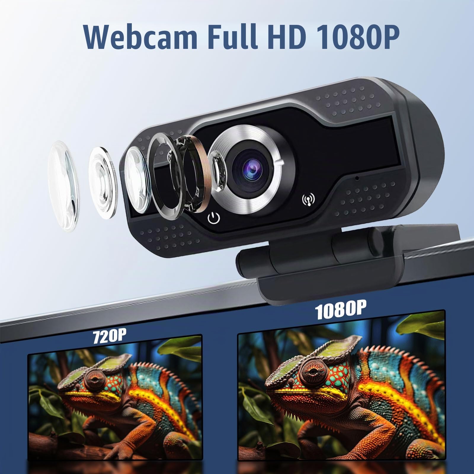 1080P Webcam PC with Dual Microphone,30FPS Full HD USB Webcam,Upgraded Autofocus, Light Correction,Noise Cancellation,Privacy Shutter and Tripod, Camera for Video Calling, Conference and Studio