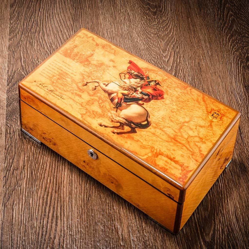 Uhrenbox, 4 Fächer, Massivholz, Uhrenbox, professioneller Halter, Organizer für Uhren, Schmuck, Uhrengehäuse, Vitrine, Uhrengehäuse (D 25 x 14 x 10,2 cm)