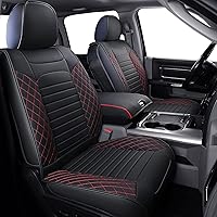 Vista 12 de LUCKYMAN CLUB X01-BHX - Juego completo de fundas de asiento para Ram 1500 2500 3500, se adapta a algunos modelos 2011-2022 Crew Quad Cab, con piel