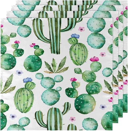 Miniatura 5 de Juego de 6 servilletas de tela de flores de cactus de 20 x 20 pulgadas, suculentas, cactus, floral, lavables, reutilizables, servilletas de cocina,