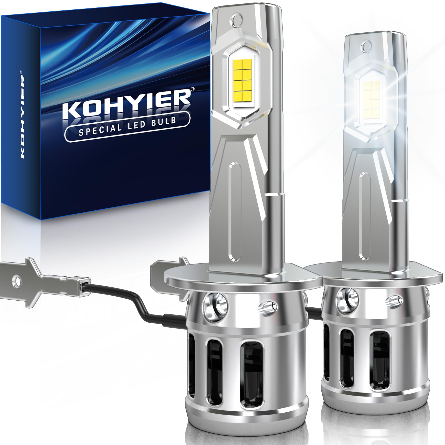 Żarówka LED H1 100W 40000LM, 800% Jaśniejsza Światło Białe 6000K, Miniaturowa Żarówka Przednia H1 LED W Skali 1:1, System Plug And Play, Opakowanie 2 Sztuki