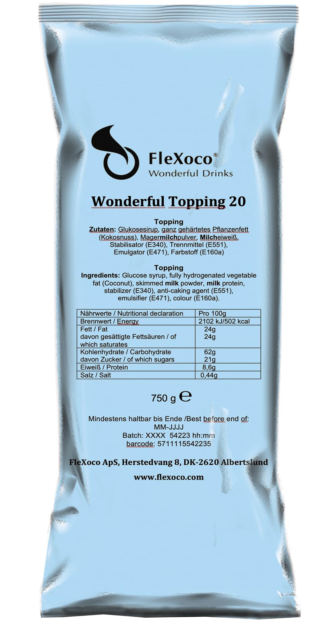 FleXoco Topping 20 10 x 750g | Automatenfähiges Milchpulver, Süß, Kaffee Topping