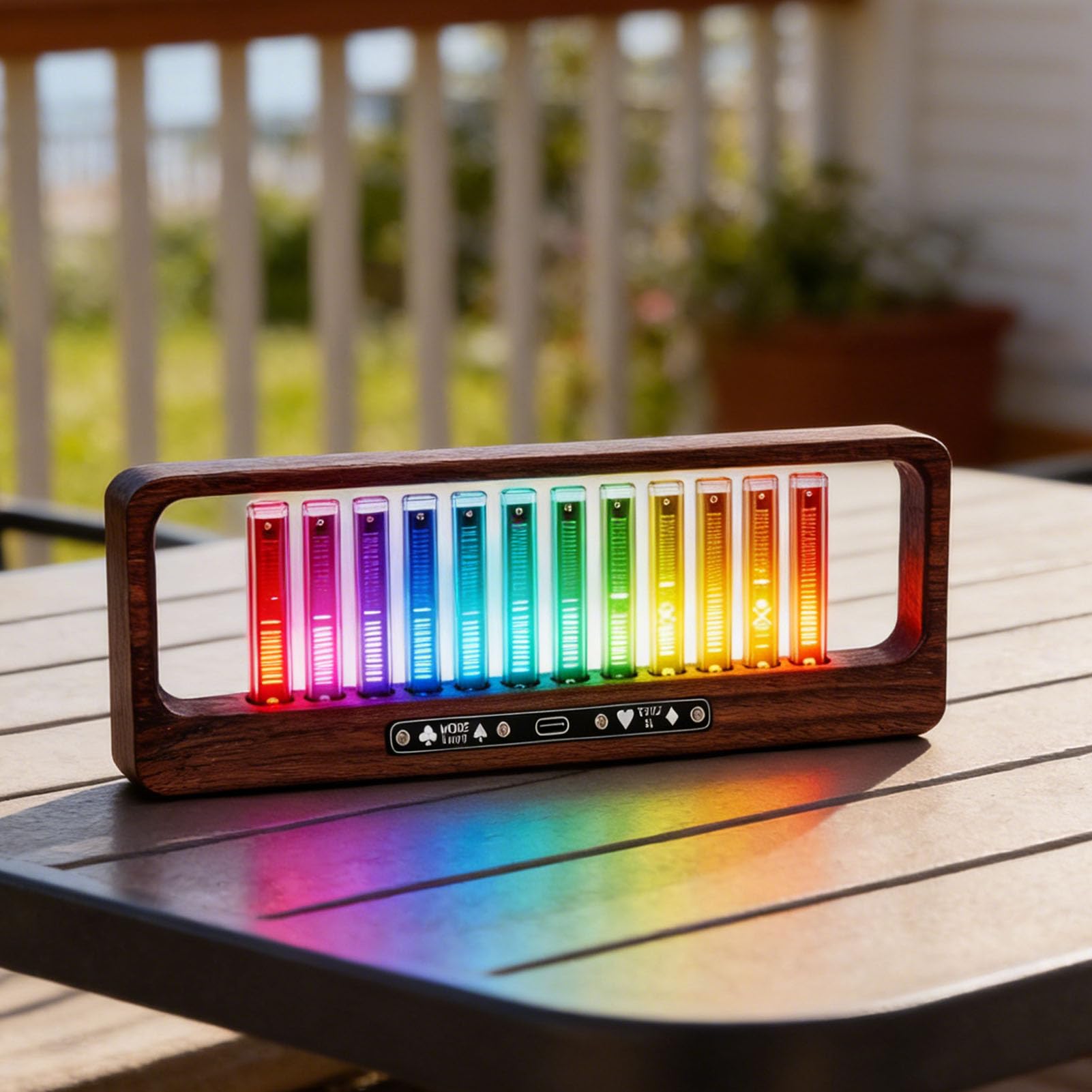 Garsent Wyświetlacz LED Widma Muzycznego z 12 świetlówkami, Analizator Widma Audio do Domowego Systemu Stereo, Miernik VU Reagujący na Dźwięk z możliwością Regulacji Koloru i Jasności