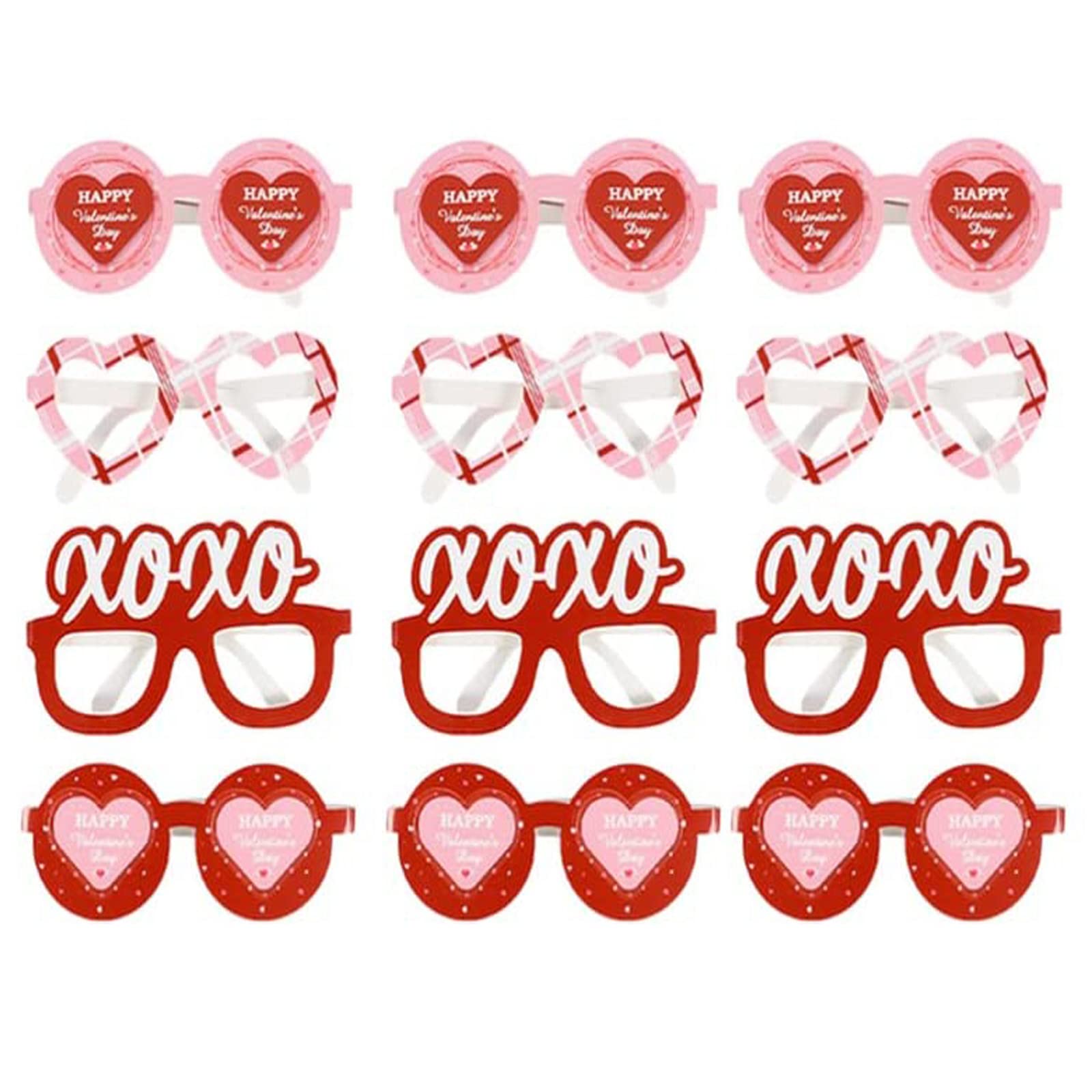 TEONEI Valentine Eyeglasses Heart Paper Glasses Valentines Day Photo Booth Props,Valentines Day Party Favor Supplies,12Pcs