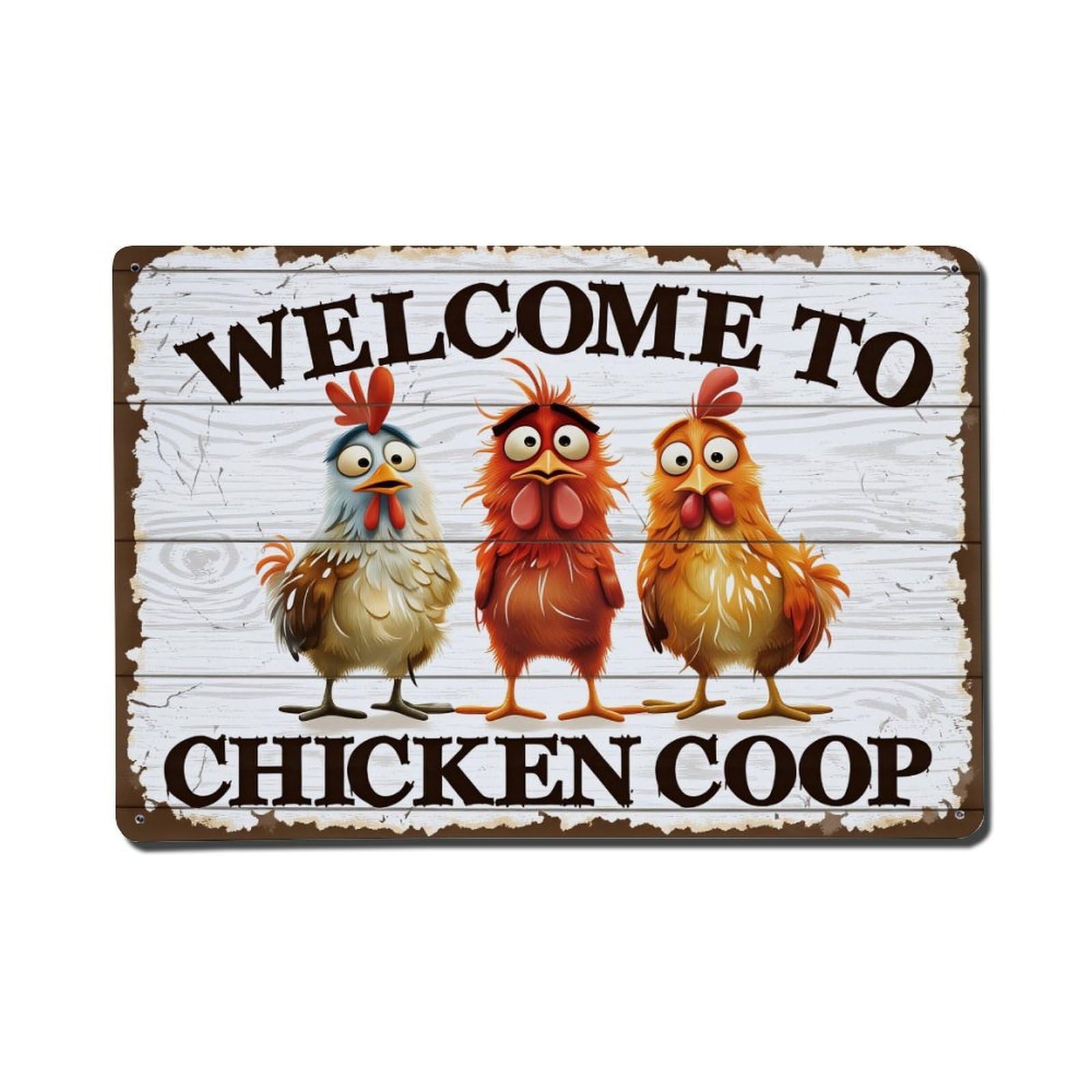 Welcome To Chicken Coop Tin Sign Vintage Metal Poster, Home Bar Garage Man Cave Cafe Indoor & Outdoor Wall Decoration 8x12Inches