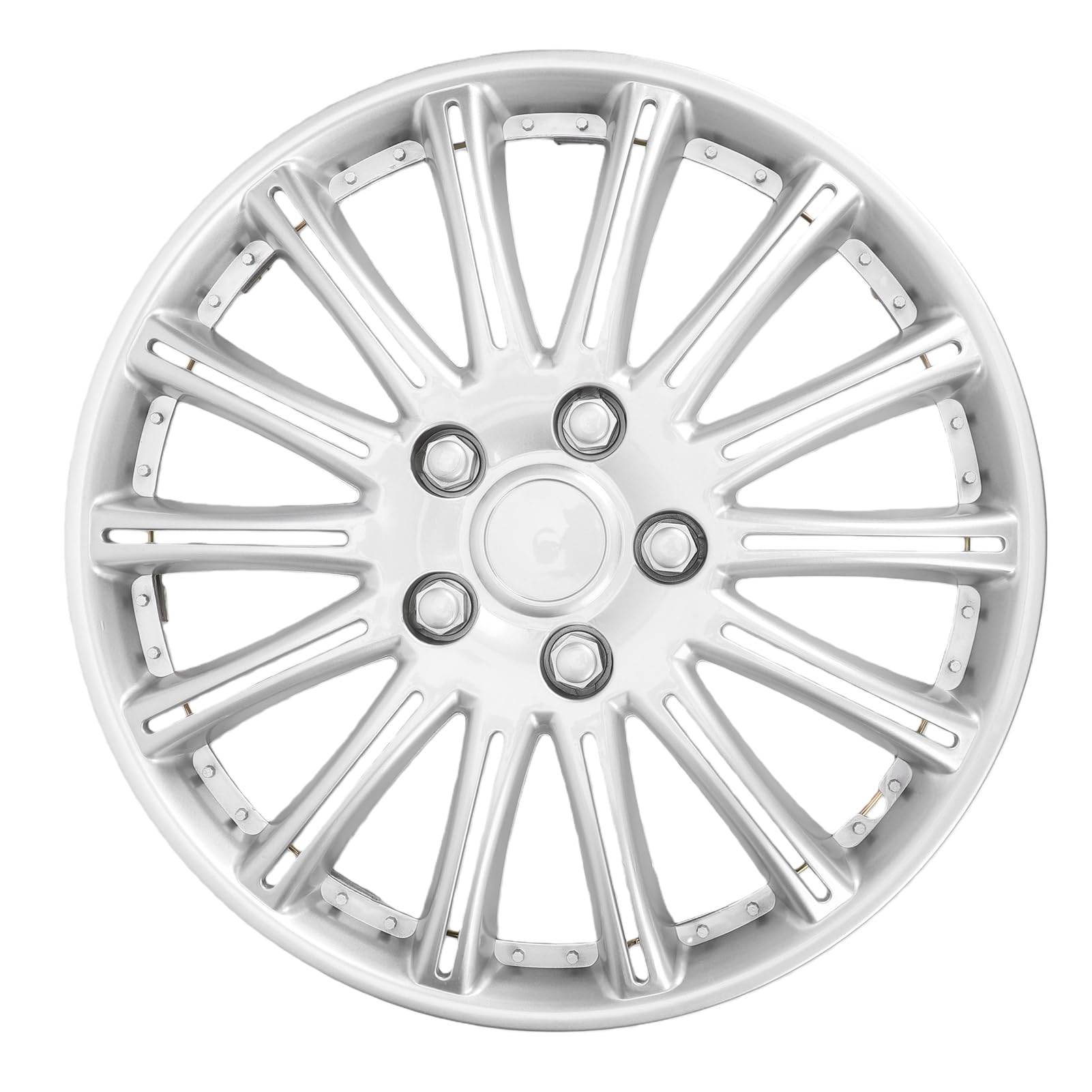 Set di Coprimozzi Universali Argento da 14 Pollici, Resistenti Copricerchi in ABS per Auto SUV, 4 Pezzi Facile Installazione