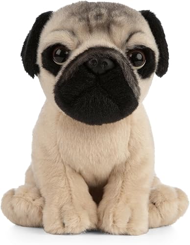 Living Nature Pug Puppy - Animal de peluche  Animal de perro esponjoso  Regalo de juguete suave para niños  6 pulgadas