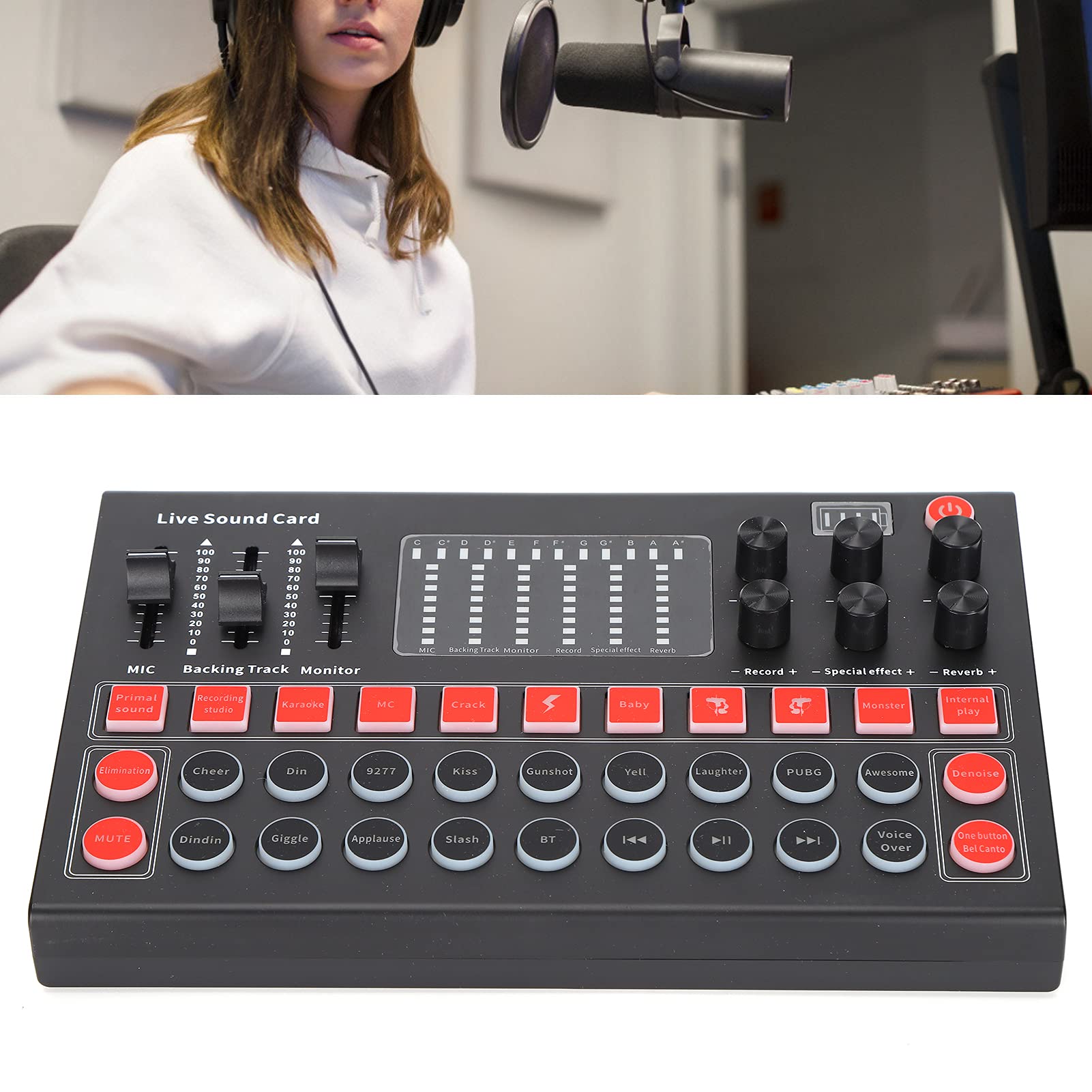 M9 Tarjeta de Sonido BT de Ajuste de reverberación Profesional, Kit de Equipo de Tarjeta de Sonido en Soporte Software de Canto en Teléfonos móviles Computadoras Tabletas, señal Estable