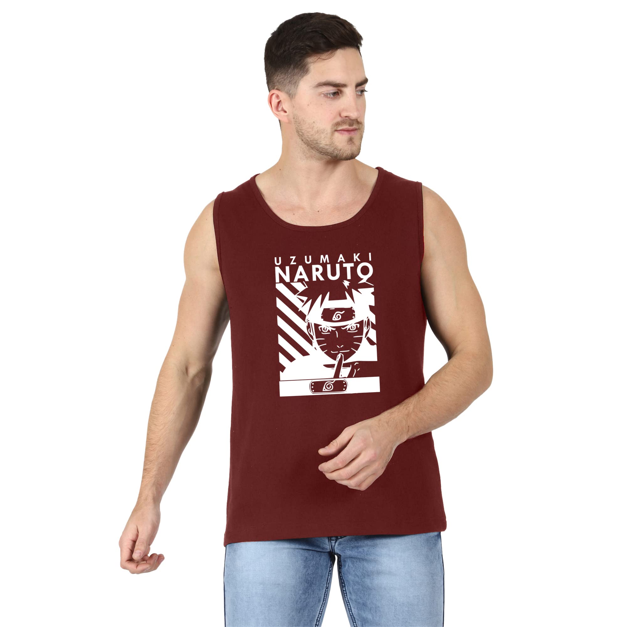 T-shirt Truck Naruto Printed Tank Top for Men | Anime Printed Top for Gym