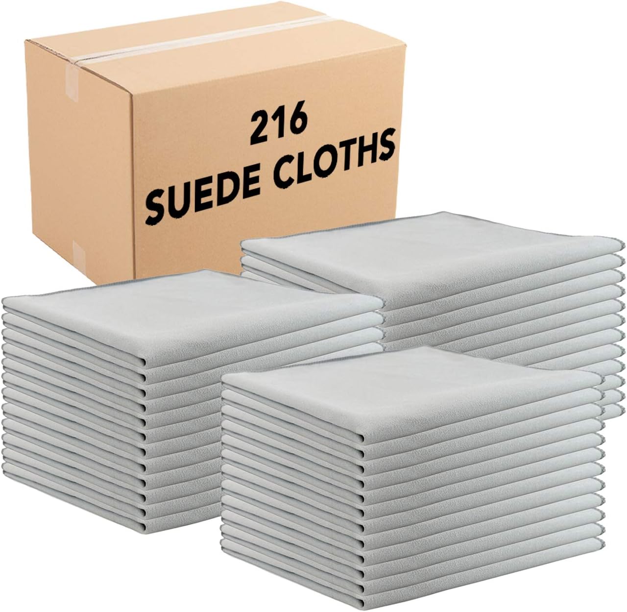 Arkwright Microfiber Suede Glass Cloths - (Case of 216) Absorbent Dish Drying Cloth, Bulk Cleaning Towel Set Perfect for Home, Kitchen, Gym, Cars, and Glass, 16 x 16 in, Grey