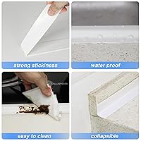 Vista 3 de Tira de calafateo autoadhesiva de 1.5 x 10.5 pies para tina, cinta de sellado de calafateo para encimera de cocina, fregadero, baño, inodoro