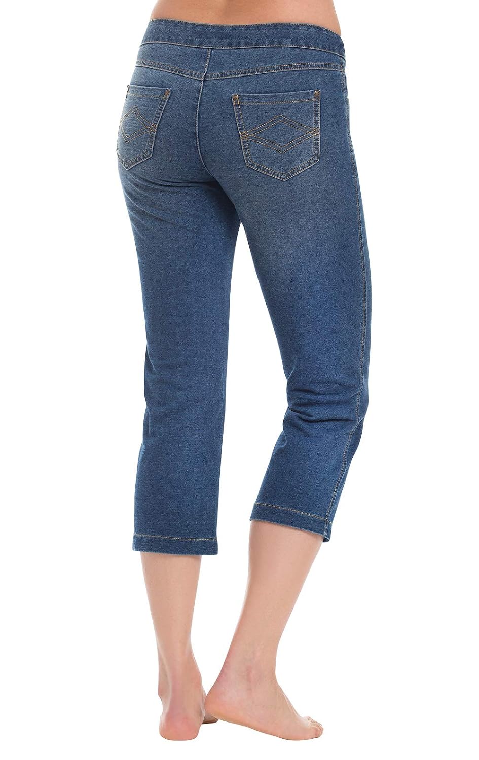 PajamaJeans Women's Capri Pants for Summer - Pedal Pushers Pull-on Casual Shorts - Knickers Skimmers, Bluestone Blue, SM image 2