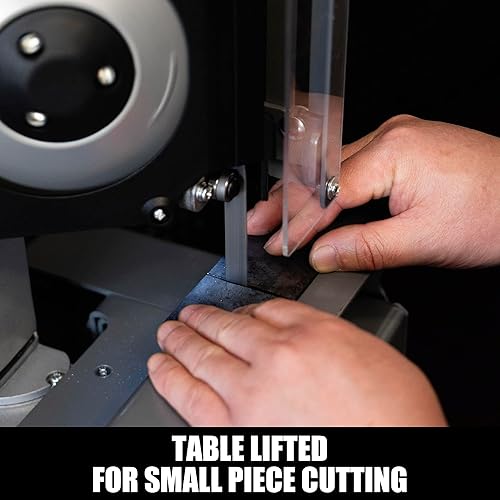 Miniatura 7 de KFMK Sierra de cinta de metal de velocidad variable de 10 A con banco de trabajo grande, capacidad de corte de 5 pulgadas, velocidad ajustable