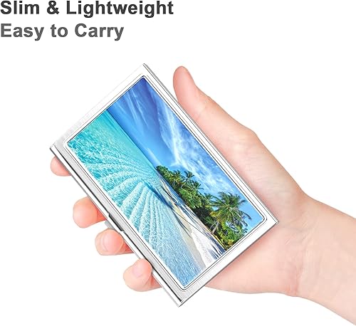 Miniatura 2 de Rouidr Titular de la tarjeta de visita, Caja de la tarjeta de visita pequeña, Organizador de tarjetas de visita de metal delgado, Cartera del