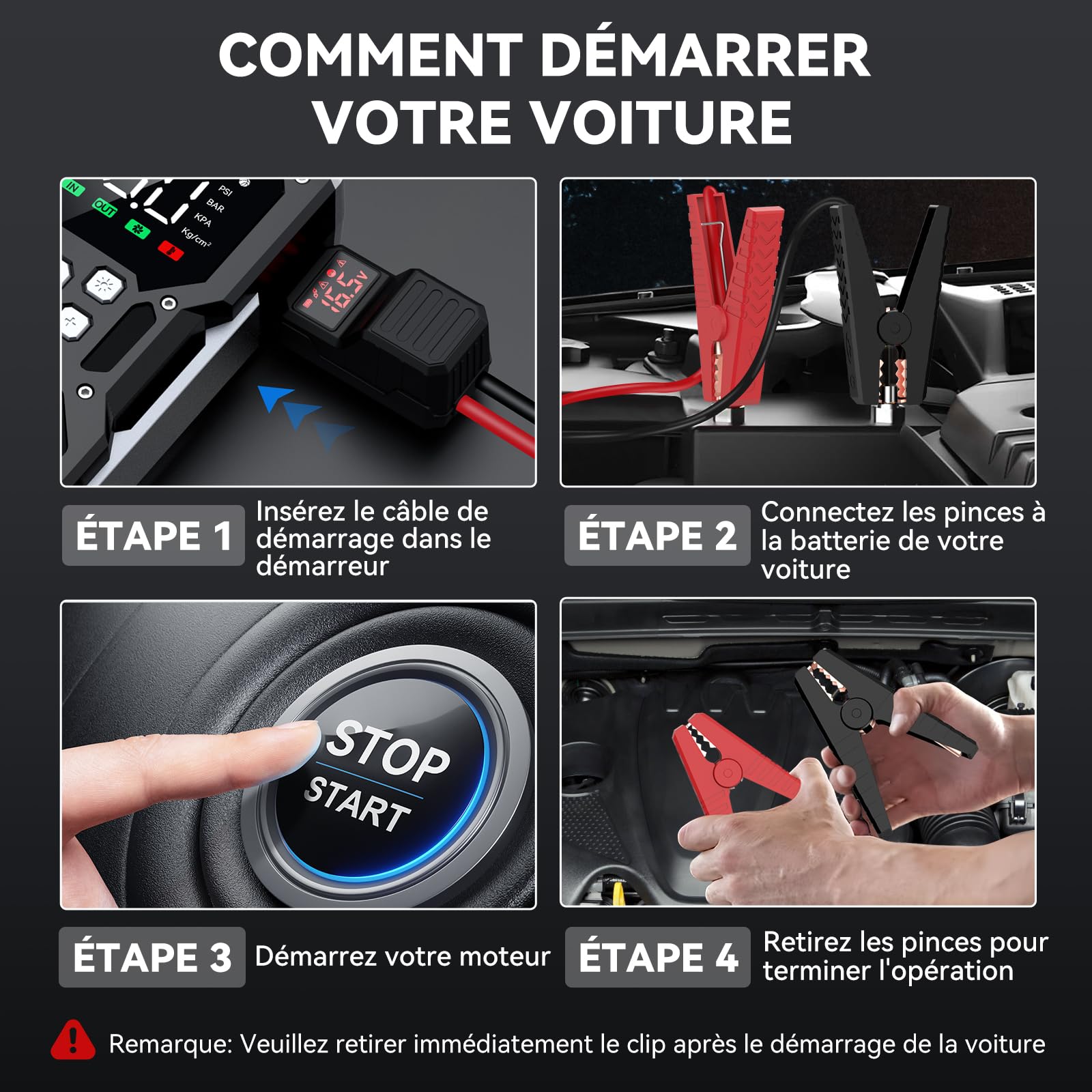 ACEZUK - Arrancador de batería de Coche con compresor de Aire, 4000 A, inflador de neumáticos de 150 PSI, 26 800 mAh, 12 V, para Coche de Gasolina o diésel de 10 L, led de 4000 lúmenes
