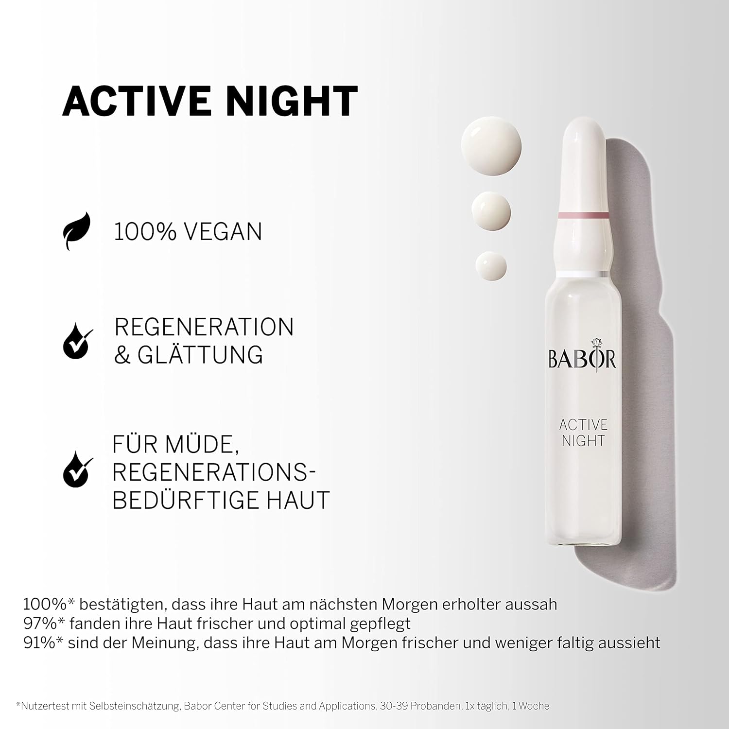 BABOR Active Night Ampoule Serum Concentrates, Hyaluronic Acid Serum, Hydrating Night Treatment, for Dry and Damaged Skin, Vegan, 0.28 oz. - Image 2