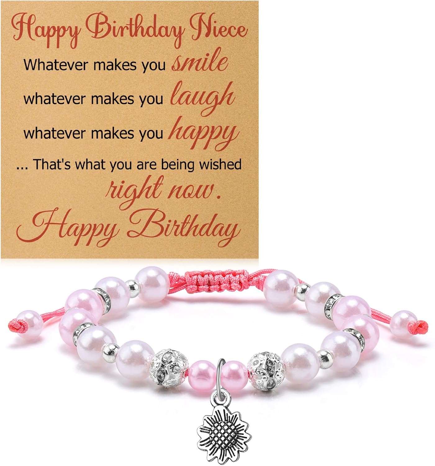 Niece Birthday Beaded Bracelets for Women Happy Birthday Gifts for Her from Auntie Inspirational Gift for Niece from Aunt Uncle Beads Bracelets Motivational Stretch Jewelry for Her from Auntie