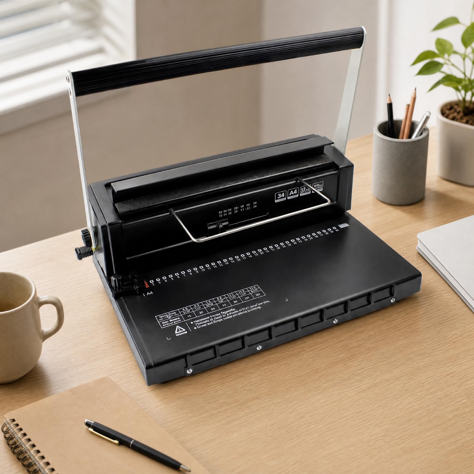 TISHITA Rilegatrice a Doppio Spirale con Perforatore Integrato Regolabile Rilegatrice Manuale a Filo con Doppia Maniglia da Scrivania per Casa