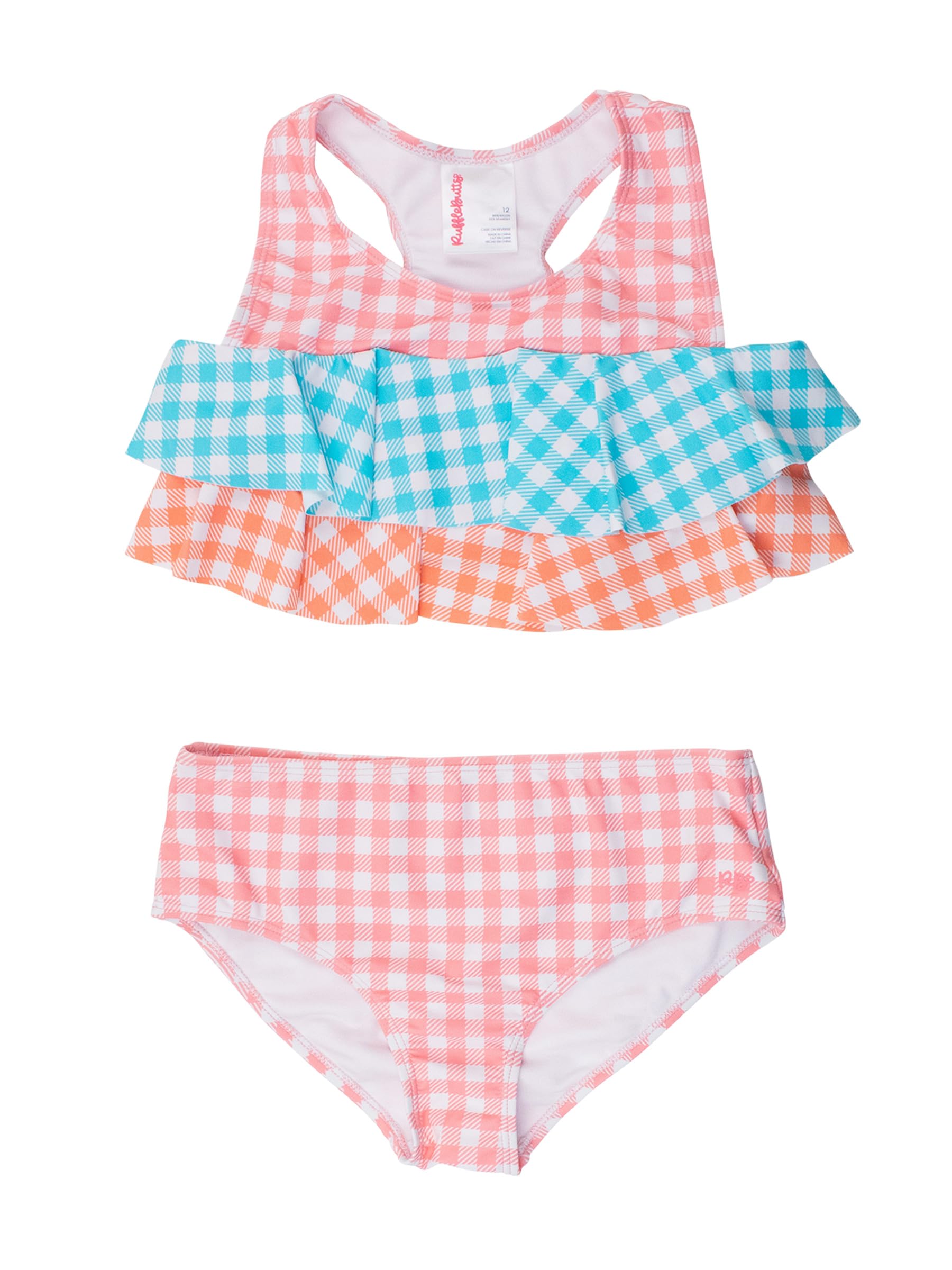 RuffleButts Girls UPF50+ Sun Protection Flounce Bikini Two Piece Swimsuit