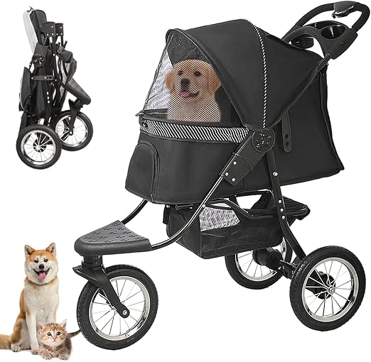 Joyfultails Poussette Tout-Terrain Pliable à 3 Roues avec Amortisseurs