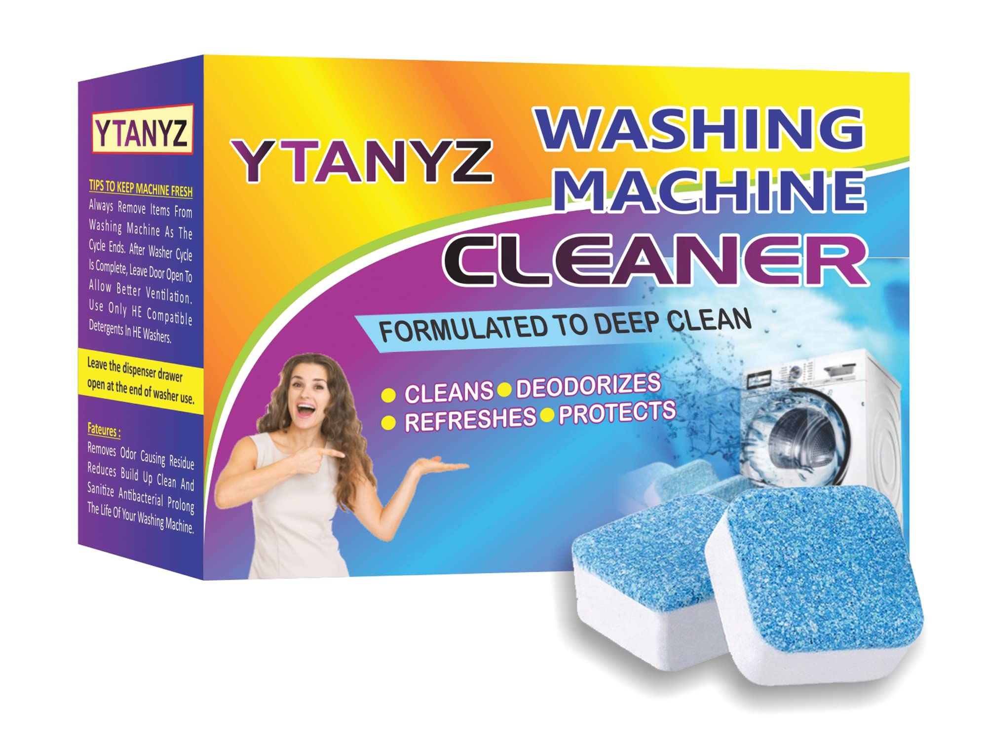 YTANYZ 48 Pcs washing machine cleaning tablet, Descaling Powder Tablets, washing machine deep cleaner, Deep Cleaner Tablet All Company’s Front nd Top Load Machine (PACK OF 48) (B0C3HYS6ZC) Amazon Price History, Amazon Price Tracker
