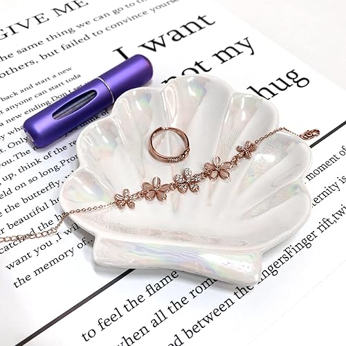 Miniatura 4 de Plato de joyería de cerámica, bandeja para joyas, lindo organizador de joyas, accesorios de decoración de tocador, bandeja decorativa para