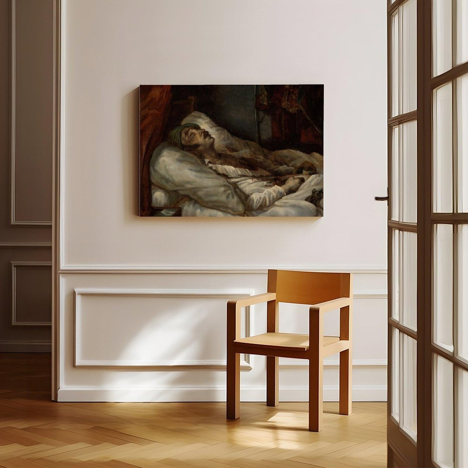Poster su tela del generale Letellier sul letto di morte (ca. 1818-20) per decorazione della casa, idea regalo